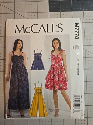 7778 McCall's Vestidos Fácil, Mameluco y Mono Misses' Talla 14-22 Patrón Sin Cortar Nuevo Foto 1 de 2