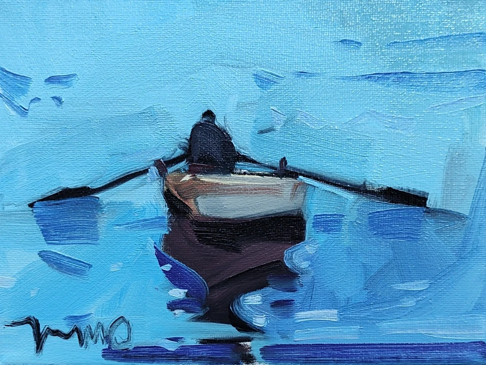 Impresión de Bellas Artes José Trujillo 16x20" Coleccionable Artista Barco de Remos Pintura al Agua Foto 1 de 4