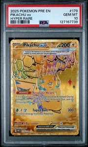 2025 POKEMON PRE EN-PRISMATIC EVOLUTIONS #179 PIKACHU ex HYPER RARE PSA 10 (Q39 - Picture 1 of 2
