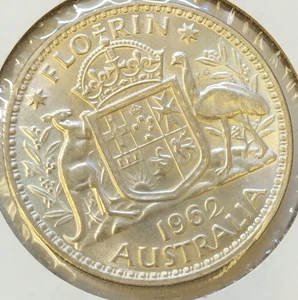 1962 Australia 1 Florin Silver coin uncirculated - Picture 1 of 2
