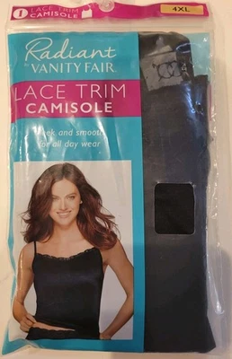 Camiseta sin mangas para mujer Radiant by Vanity Fair - Borde de encaje 4XL - Negra Foto 1 de 3