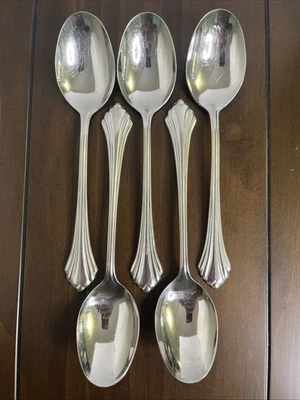 Oneida BANCROFT Stainless 5 Oval Soup Spoons Glossy USA Flatware - 6 7/8" Dinner - Image 1 of 4