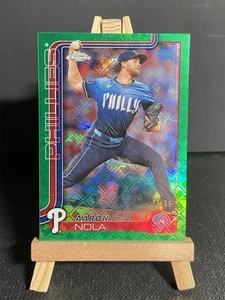 2025 Topps Chrome Logofractor Aaron Nola /99 Green Refractor PHILLIES RARE SSP - Picture 1 of 2