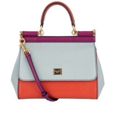 DOLCE & GABBANA DG Logo Bag Palmellato Leather MISS SICILY Blue Purple Red - Image 1 of 4