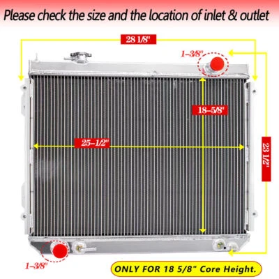 Aluminum Radiator Fit 1995-2002 2003 2004 Toyota Tacoma 2.4L 2.7L L4 3.4L V6  - Image 1 of 4