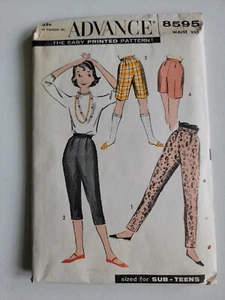 1958Vintage Advance 8595 Sub-Teens Pants/shorts pattern Waist 23 1958 - Picture 1 of 7