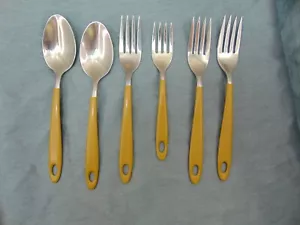 Imperial Casualware PLACE 1971 Senfbraun Kunststoffgriff Besteck 6 STÜCK - Bild 1 von 9