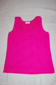 Womens BRIGHT HOT PINK TANK TOP Lace Covered Front M 8-10 - Picture 1 of 3