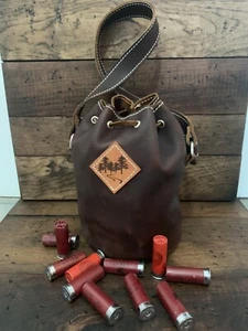 Leather Shotgun Shell Ammo Pouch/Shell Holder Bag Bucket Custom Made - Picture 1 of 7