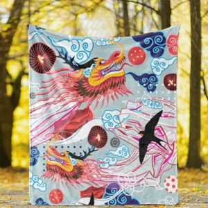 Dragon Elephant Tiger Sloth Bird Flannel Bedspread Sofa Throw Blanket Xmas Gift - Picture 1 of 21