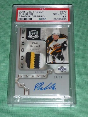 2006-07 The Cup PHIL KESSEL AUTO 3CLR Rookie PATCH /99 RC PSA 8.5 None^ IRONMAN - Image 1 of 3