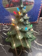 Vintage 1987 GH Ceramic Green Lite Up Christmas Tree 13”