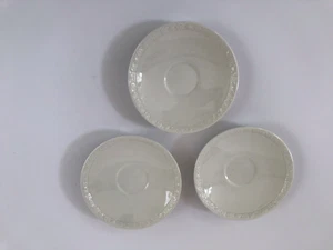 3 Wedgwood & Co. Ltd. Saucers Hedge Rose 2-64 & 12-63 White Embossed Flowers - Picture 1 of 2