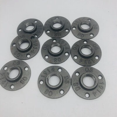 LOT OF 9 DSDST 3/4 BLACK 1914  MALLEABLE IRON FLOOR FLANGE  - Image 1 of 3