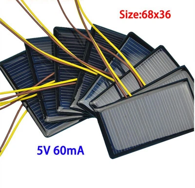 10 Stück 5V 60mA 68*36 Micro Mini Solarzelle Panel Batterie Ladegerät für DIY Projekte - Bild 1 von 4