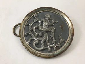 Pied Piper Metal Button 1.5" Pendant Boy Horn Vine Vintage - Picture 1 of 9