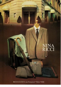 PUBLICITÉ PRESSE 1988 BOUTIQUE NINA RICCI HOMME - DEVANTURE MAGASIN NINA RICCI - Imagen 1 de 1