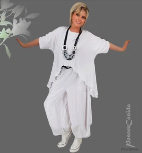 LAGENLOOK Túnica Cubierta Camisa Blanca Negra 46 48 50 52 54 56 58 L-XL-XXL-XXXL - Imagen 1 de 22