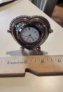 Brighton Desk Clock, "Time is Life's Heartbeat" Silverplate Not Tested Recently - Picture 1 of 5