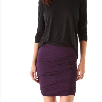 Falda T by Alexander Wang para mujer talla S jersey púrpura drapeado acanalado dobladillo retorcido Foto 1 de 4