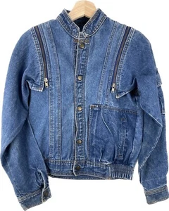 RARE Vintage 80s Young Lion Youth Denim Jean Jacket Vest Removable Arms Sz 12 - Picture 1 of 13