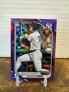 SPENCER JONES 2024 BOWMAN CHROME PURPLE REFRACTOR YANKEES /250 - Picture 1 of 3