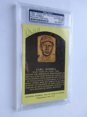 CARL HUBBELL PSA/DNA Signed HOF Gold Plaque Postcard Autograph Baseball  - Image 1 of 3