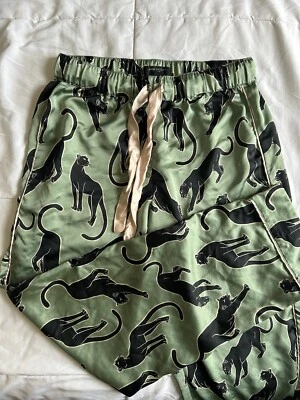 Pantalones de pijama Ann Taylor Sleep Black Panther Big Cat cintura elástica con cordón XS Foto 1 de 4