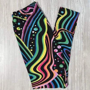 Festival Groovy Rainbow Lava Print Leggings - Picture 1 of 10