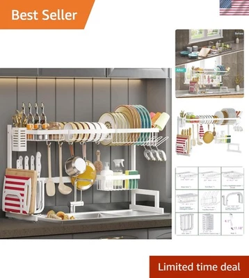 Экономящая место сушилка для посуды над раковиной с регулируемой высотой - 26-38 дюймов - Изображение 1 из 4