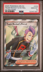 2025 POKEMON DRI EN-DESTINED RIVALS ULTRA RARA #226 TEAM ROCKET'S PETREL PSA 10 - Foto 1 di 2