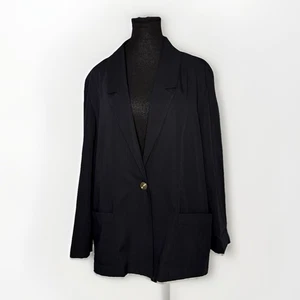 Blazer donna vintage anni 90 Radcliffe Petites by Sag Harbor 14 nero oversize - Foto 1 di 6