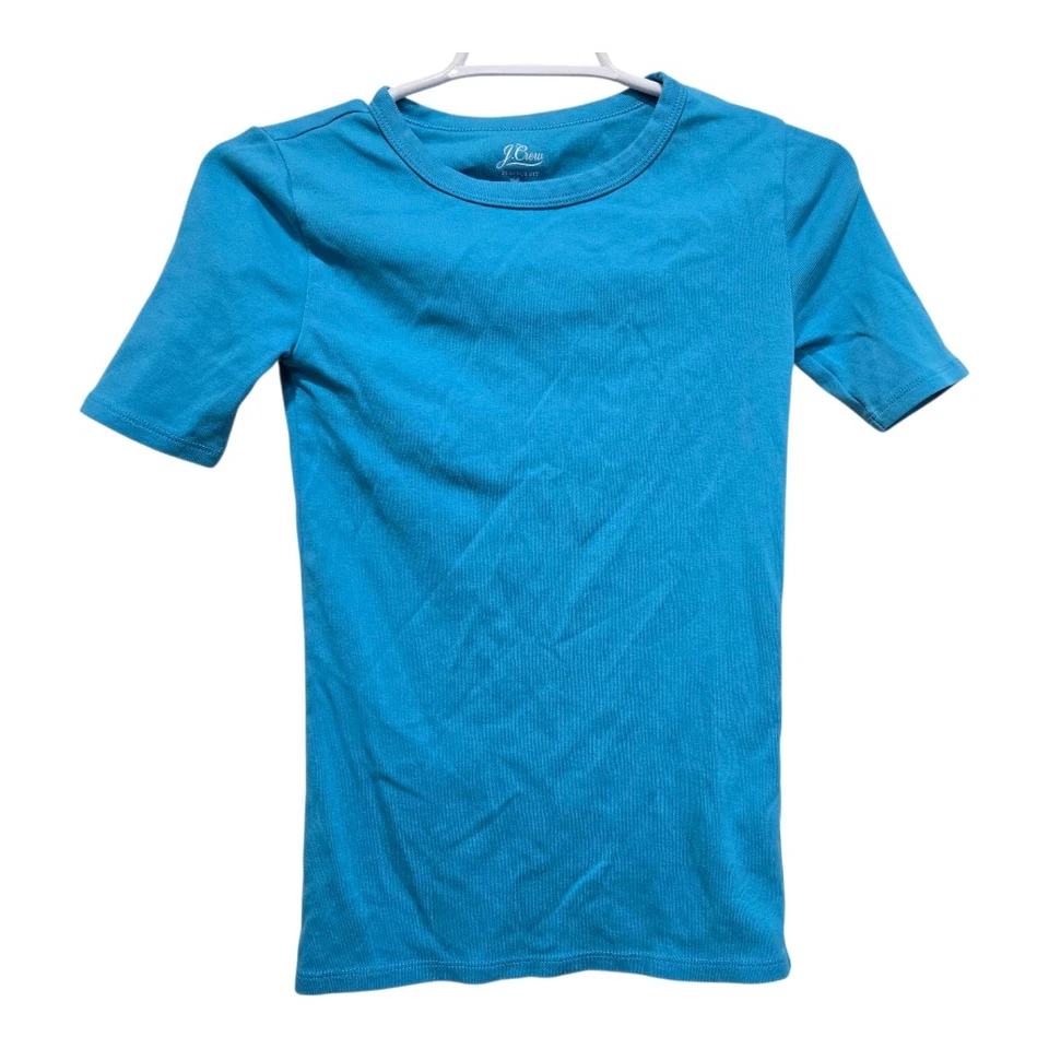 J.Crew Perfect Fit Tee Aqua Blue Short Sleeve Shirt XXS - Image 1 of 4