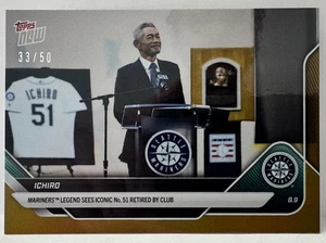 MLB Topps Now #538 Ichiro Suzuki Seattle Mariners Gold Parallel 33/50 2025 - Imagen 1 de 2