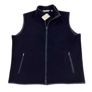 Peter Millar Crown Flex Fleece Merino Wool Vest Jacket Size L SLIM FIT Navy $495 - Picture 1 of 8