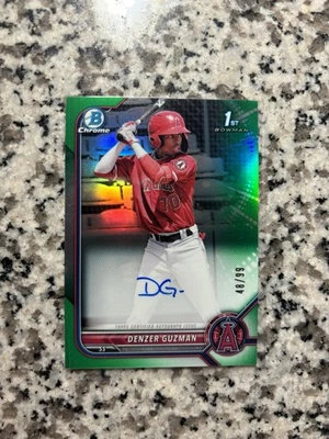 2022 Bowman Chrome Prospect Auto Denzer Guzman Green Refractor /99 - Image 1 of 2