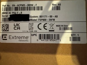 XN-ACPWR-800W-F Extreme Networks Front To Back Power Supply For 7520/7720 - Picture 1 of 1