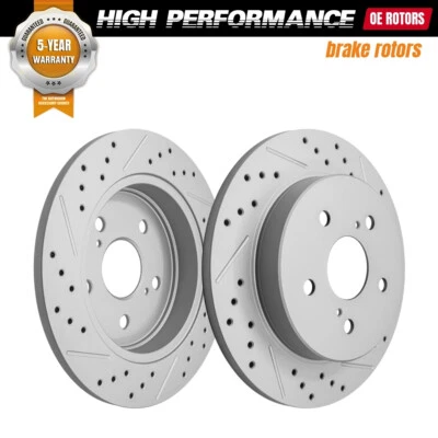 Rotores de freio traseiros perfurados para 2019 - 2024 Toyota RAV4 Camry UX200 Avalon Prius - Imagem 1 de 4