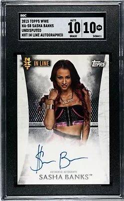 Sasha Banks Autograph Card Topps WWE Undisputed 2015 NXT In Line Auto SGC 10 10 - Image 1 of 3