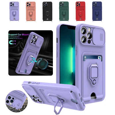 Card Slo Lens Protection Ring Holder Lanyard Case For iPhone13 Pro Max 11 XS 8 7 - Image 1 of 4