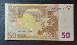 50 euro 2002 serie X Germania vecchio tipo, numero fortunato...8888! - Foto 1 di 2