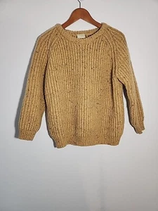 Vintage FALCARRAGH Sweater Irish 100% Wool Chunky Fisherman XLarge Yellow - Picture 1 of 9