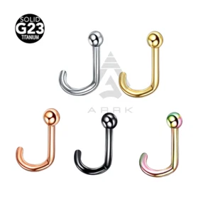 Kugel Nasenstecker G23 massiv Titan Schraub Haken Kurve Körper Piercing - 18G - Bild 1 von 8