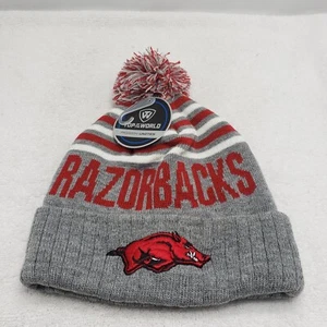 Arkansas Razorbacks NCAA Top of The World Pom Pom Beanie Cap Hat OSFA - Picture 1 of 2