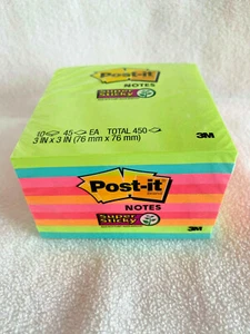 POST-IT NOTES - SUPER STICKY - 450 SHEETS - PINK LIME AQUA ORANGE - NEW - Picture 1 of 1