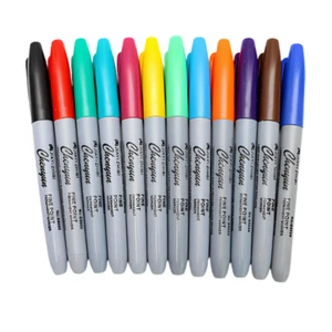 12pk Coloured Permanent Marker Assorted Markers Pen Office Stationery - Picture 1 of 3