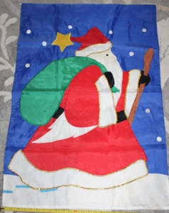 Outdoor House Flag Decor Banner 27x40" Winter Snow Father Christmas Santa Claus - Picture 1 of 6