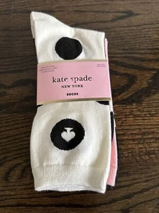 NEW 3 PAIRS PACK SET KATE SPADE CREW SOCKS PINK BLACK WHITE STRIPE DOTS 4-10 - Picture 1 of 8