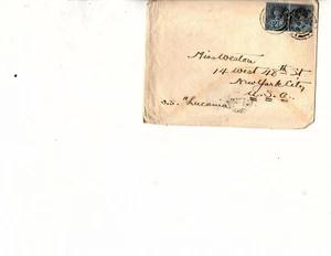 GB 1901 ENVELOPE TO new York NY via SS Lucania (mb23 - Picture 1 of 1