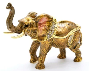 Ciel's Elephant Trinket Box. Hand Set Swarovski Crystals & Enamel - Picture 1 of 5